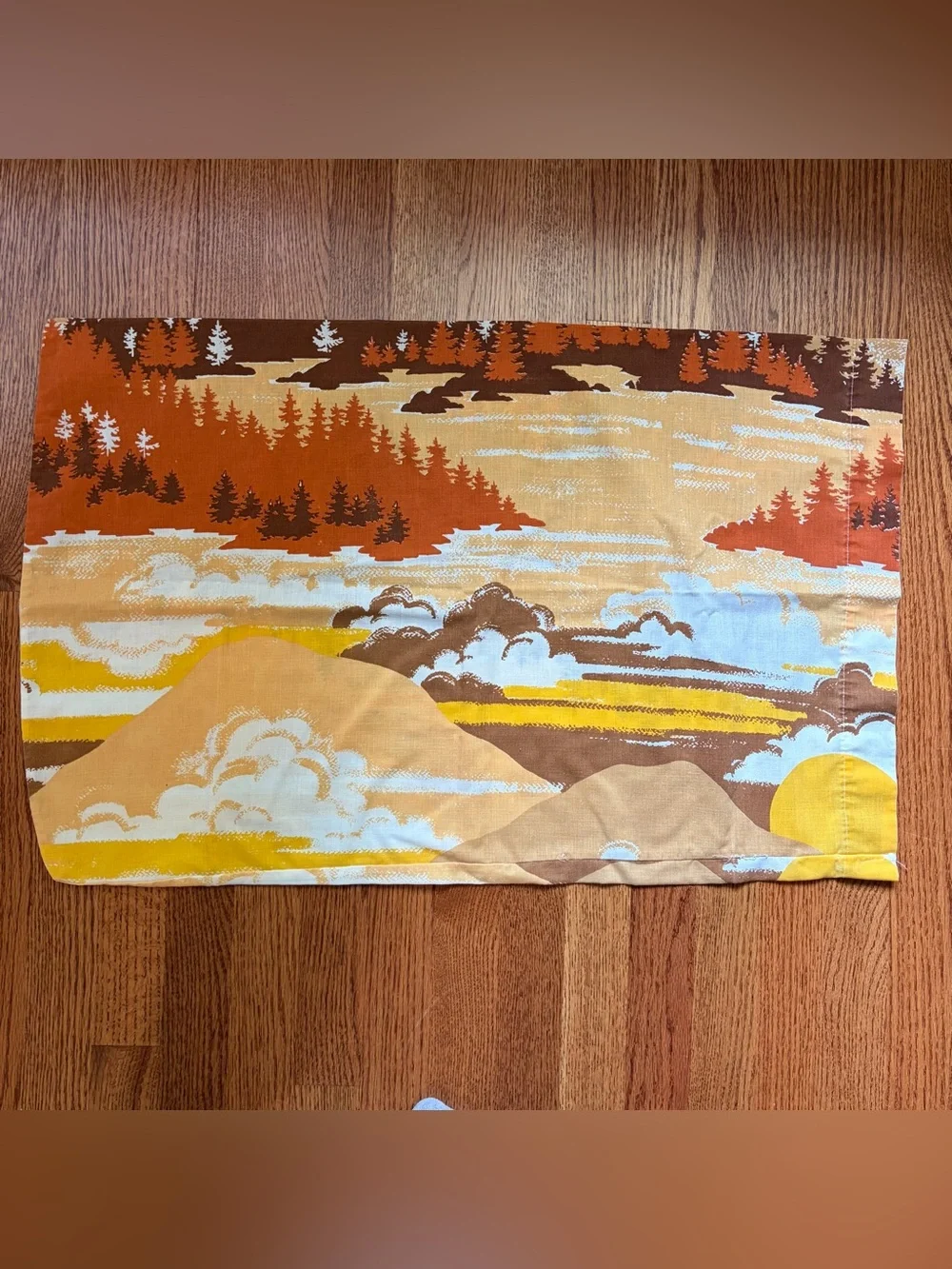 Vintage Bibb Mountain Landscape Bedding Set Twin Quilt Sheet Pillowcase Cabin